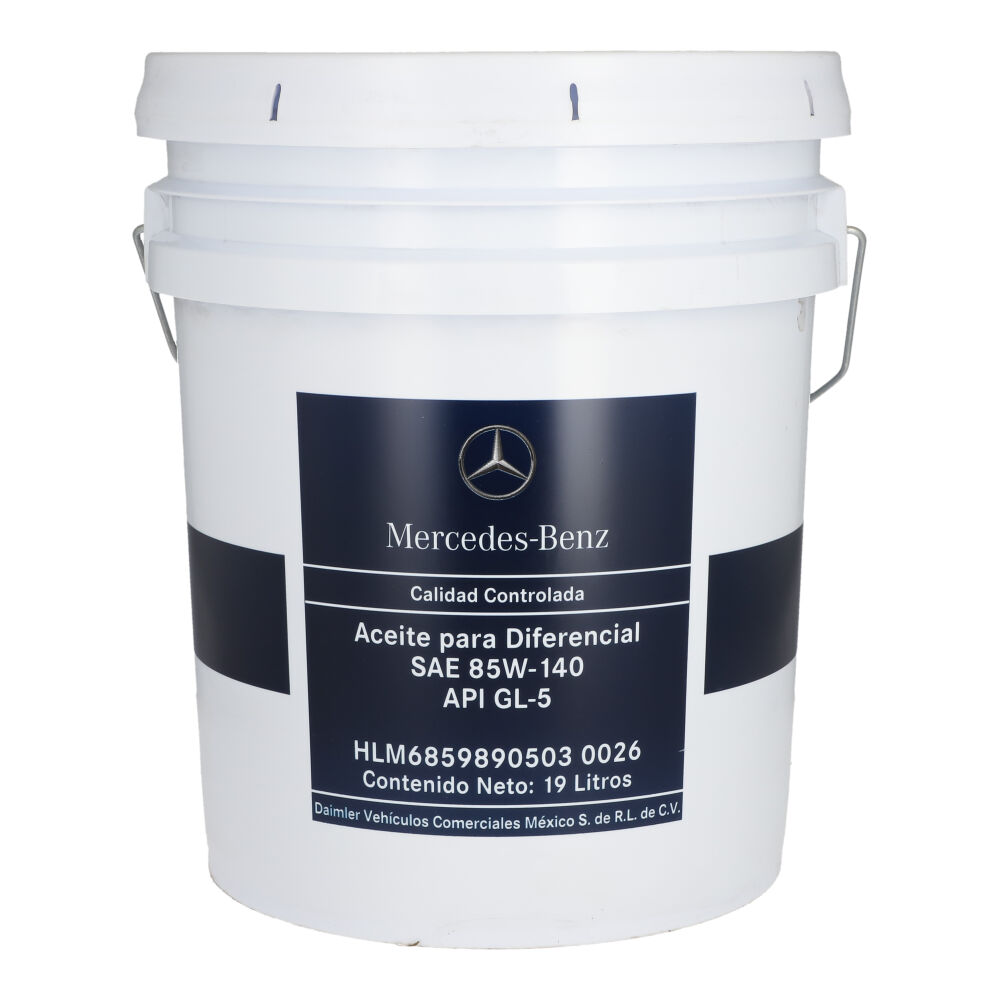 Aceite para diferencial SAE 85W-140 API GL-5, cubeta 19 litros, Marca Mercedes-Benz