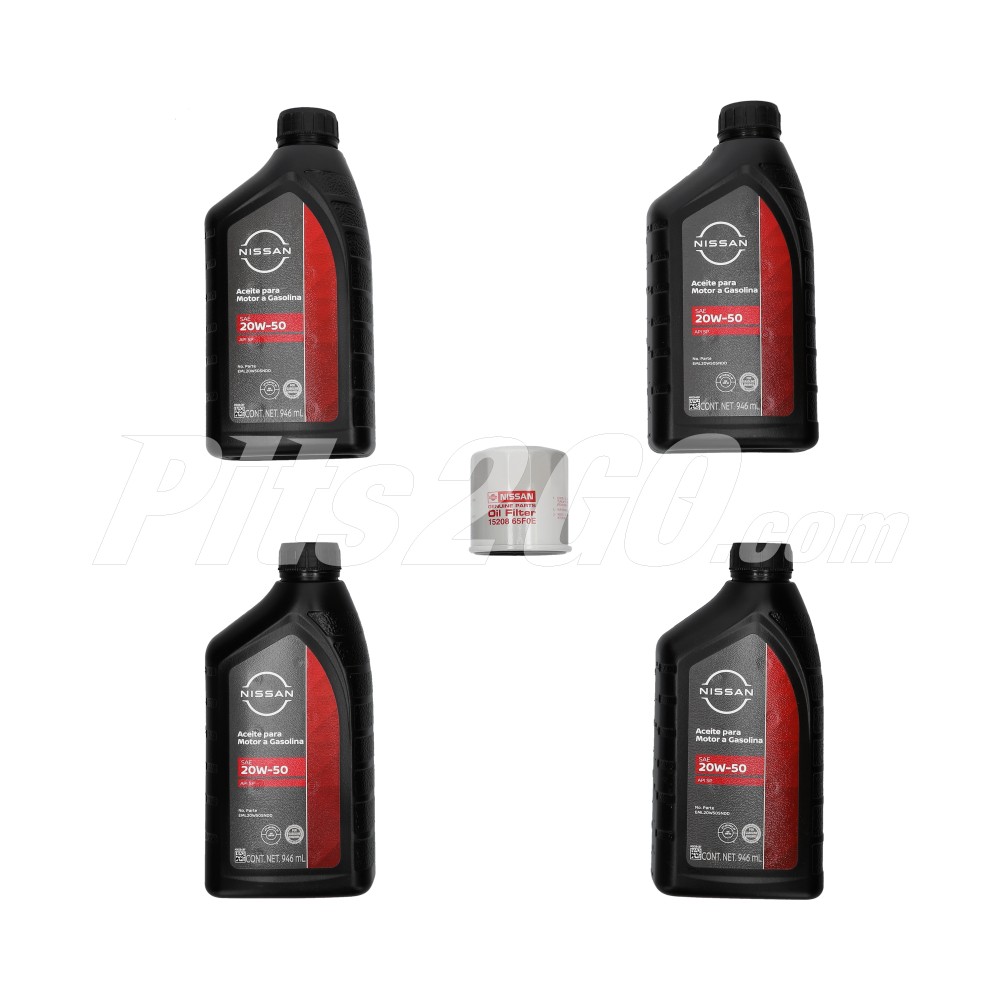 Kit cambio de aceite (4 botes y 1 filtro) para March, Versa, Sentra, Kicks, Tiida y Note, Xtrail, Marca Nissan image number 1