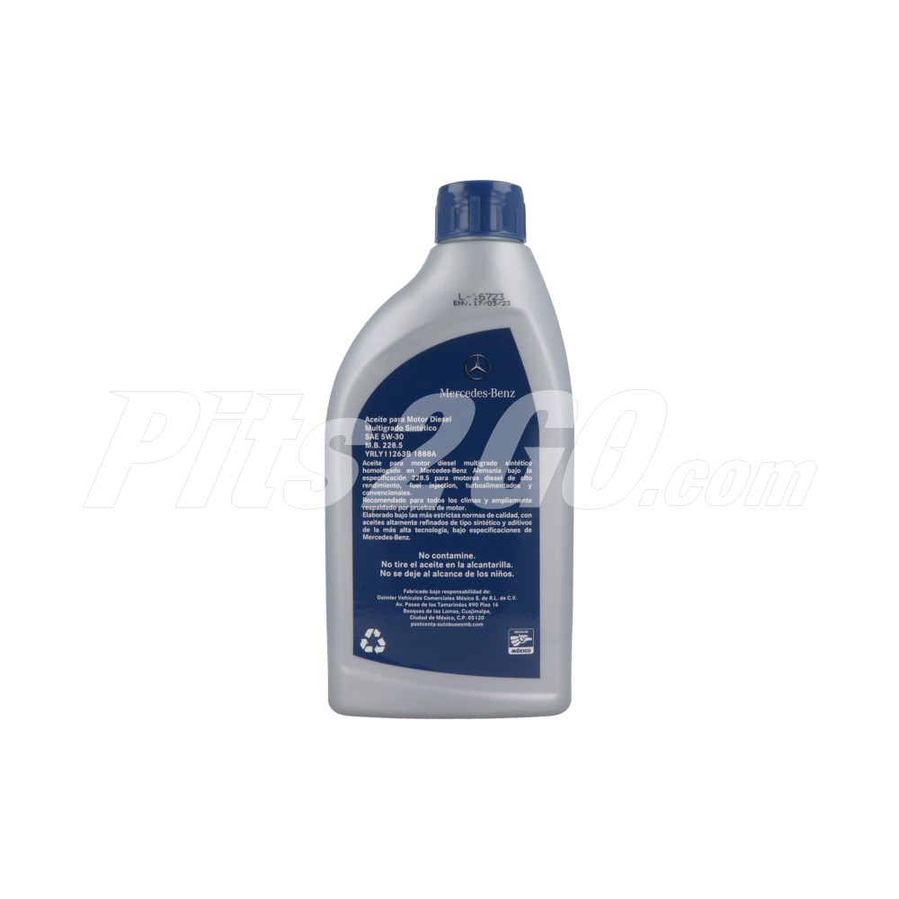 Aceite litro motor diésel 5w30 sintético para Vanes, Marca Mercedes-Benz, compatible con Sprinter image number 2