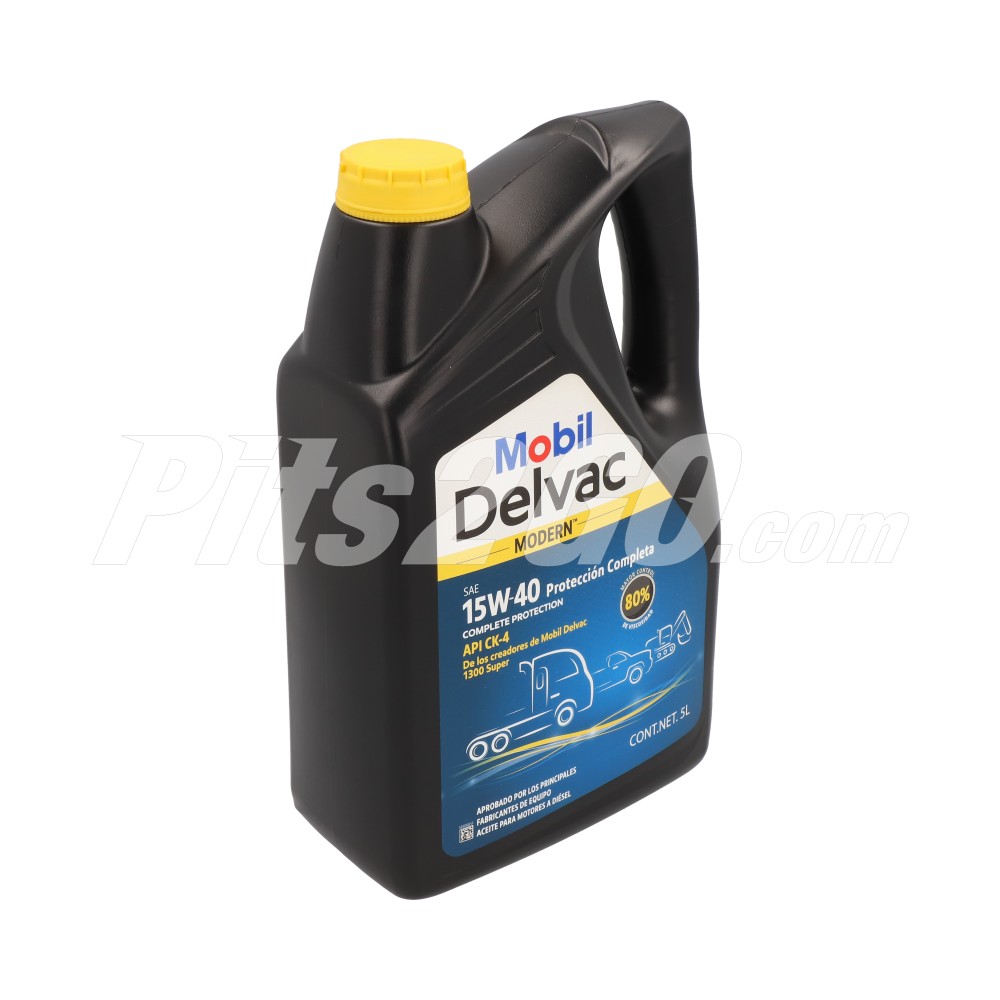 Aceite para motores a diésel SAE 15W-40 API CK-4, garrafa 5 litros, Marca Mobil Delvac MODERN image number 1